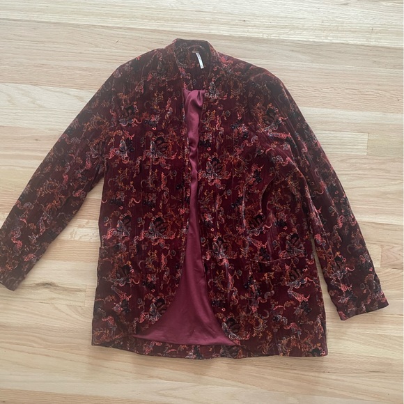 Free People Burgundy Velvet Jacket - Picture 3 of 10